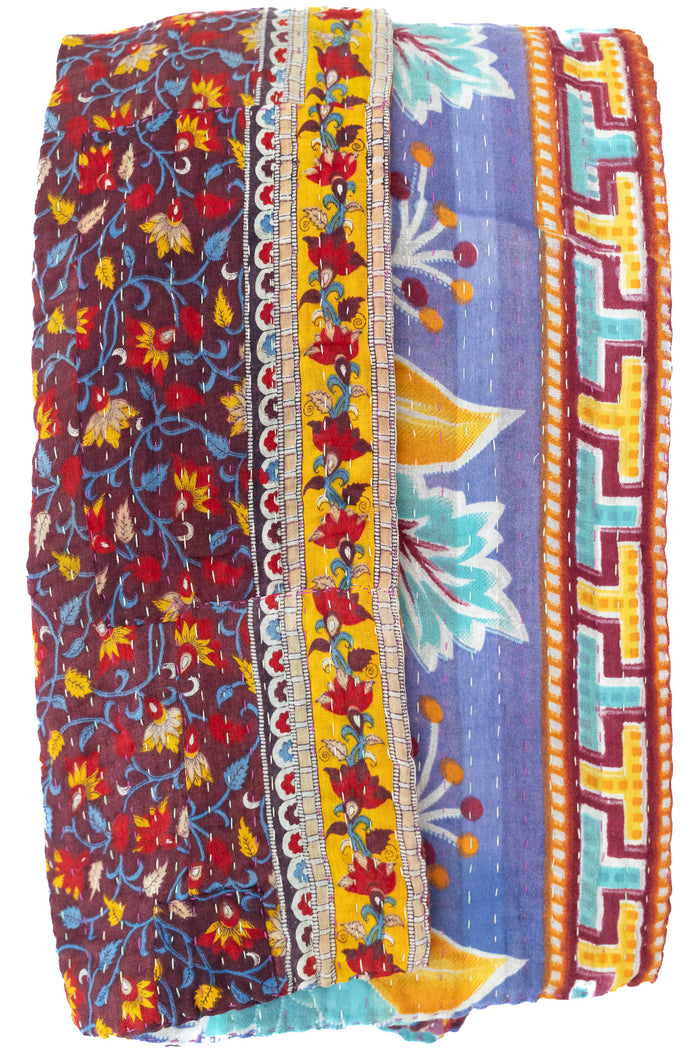 Kantha Large Throw Blanket