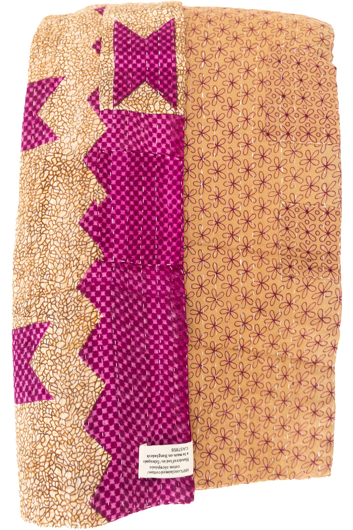 Fuchsia Large Kantha Throw Blanket