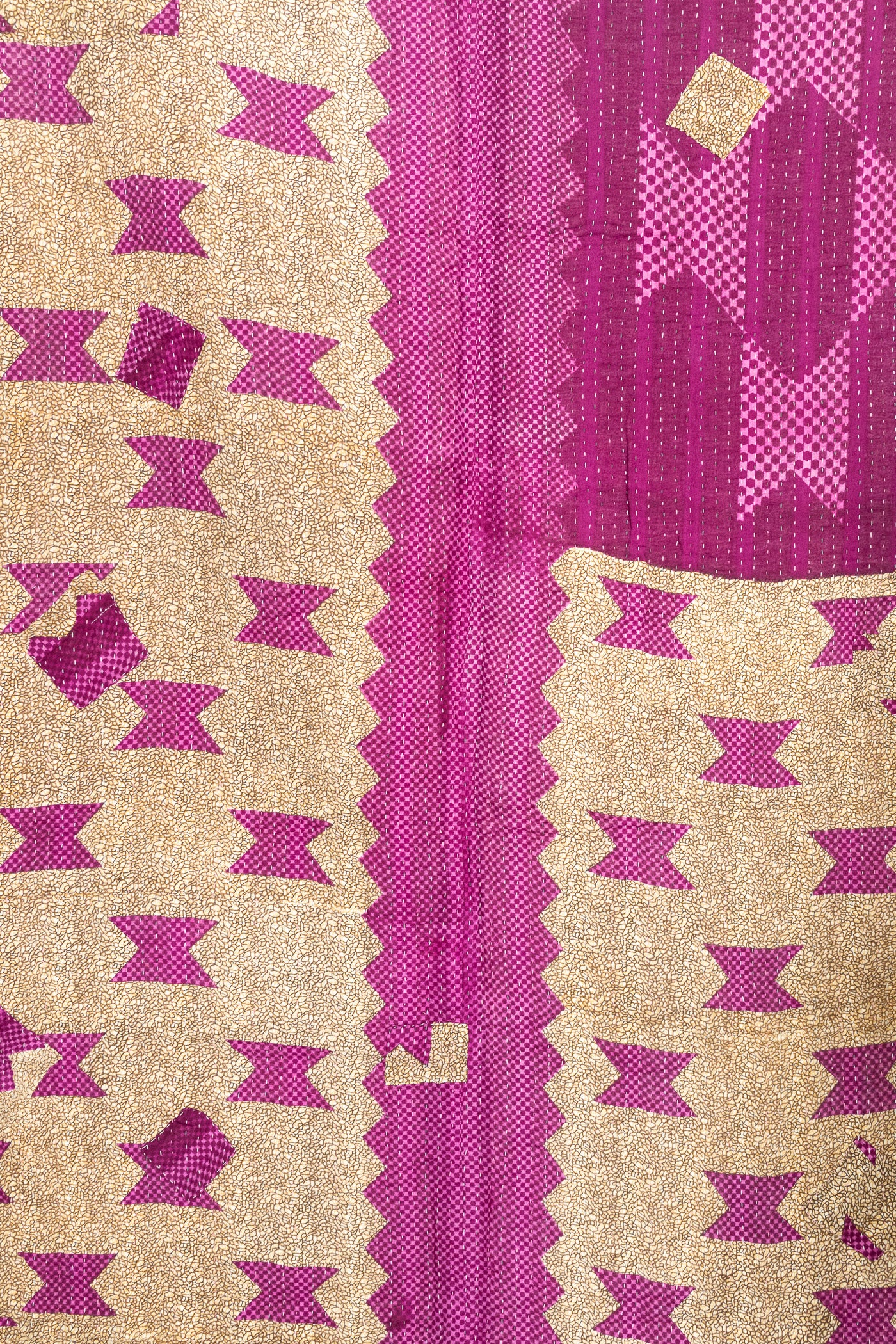 Fuchsia Large Kantha Throw Blanket