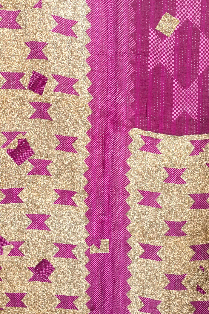 Fuchsia Large Kantha Throw Blanket