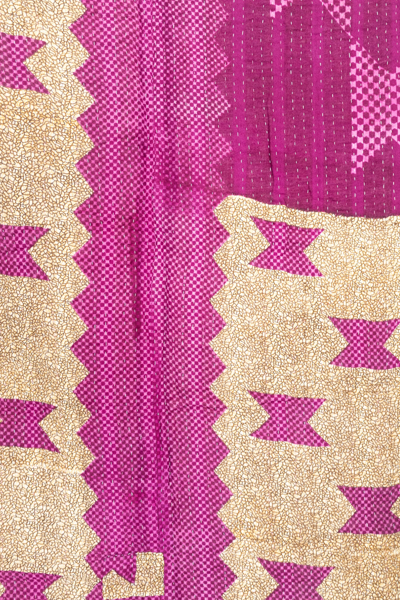 Fuchsia Large Kantha Throw Blanket