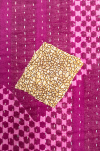 Fuchsia Large Kantha Throw Blanket