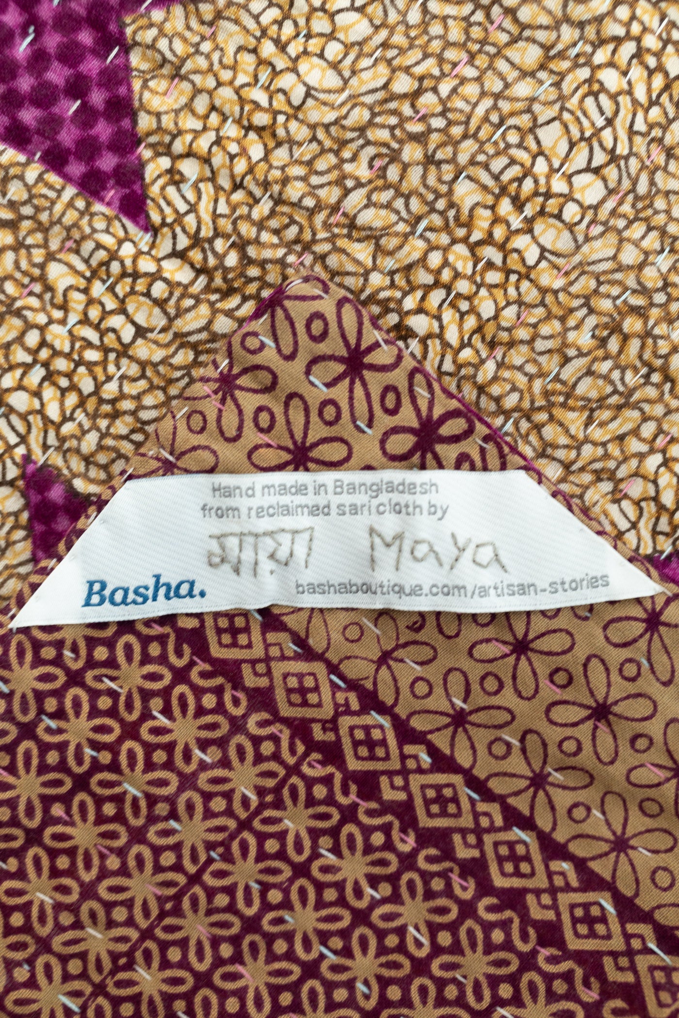 Fuchsia Large Kantha Throw Blanket