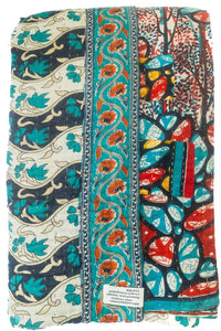 Kantha Large Throw Blanket