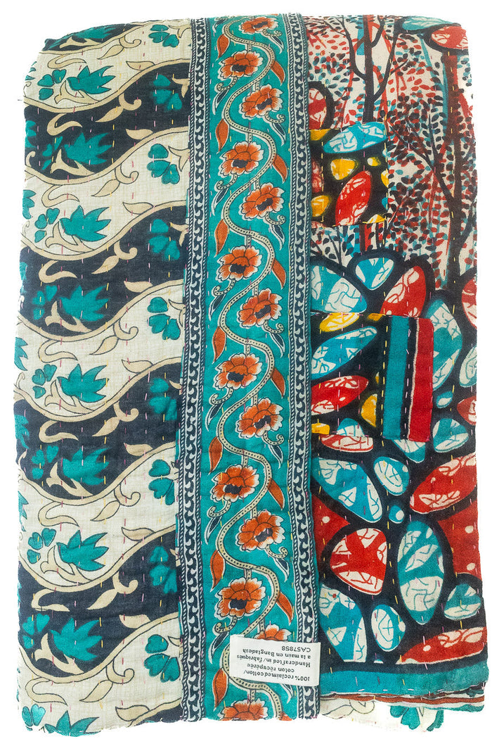 Kantha Large Throw Blanket