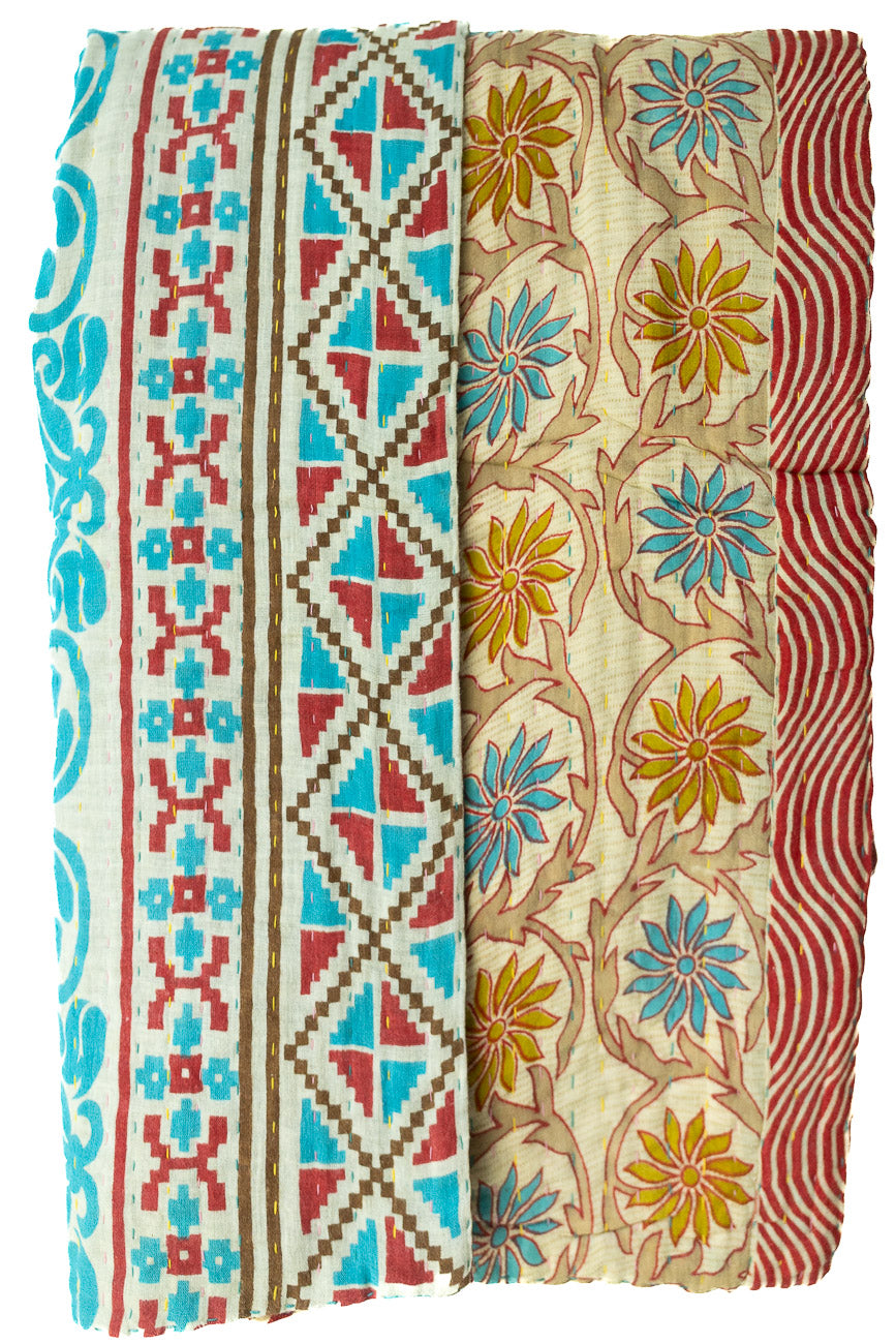 Kantha Throw Bed Quilt