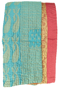 Gladness Silk Blend Kantha Throw Blanket