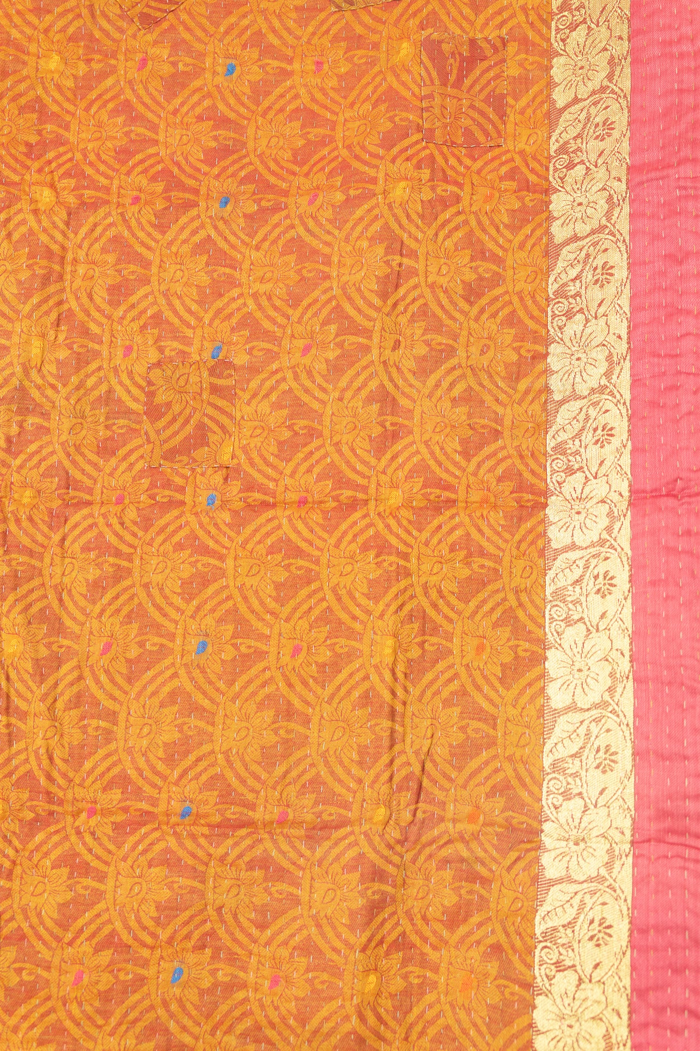 Gladness Silk Blend Kantha Throw Blanket