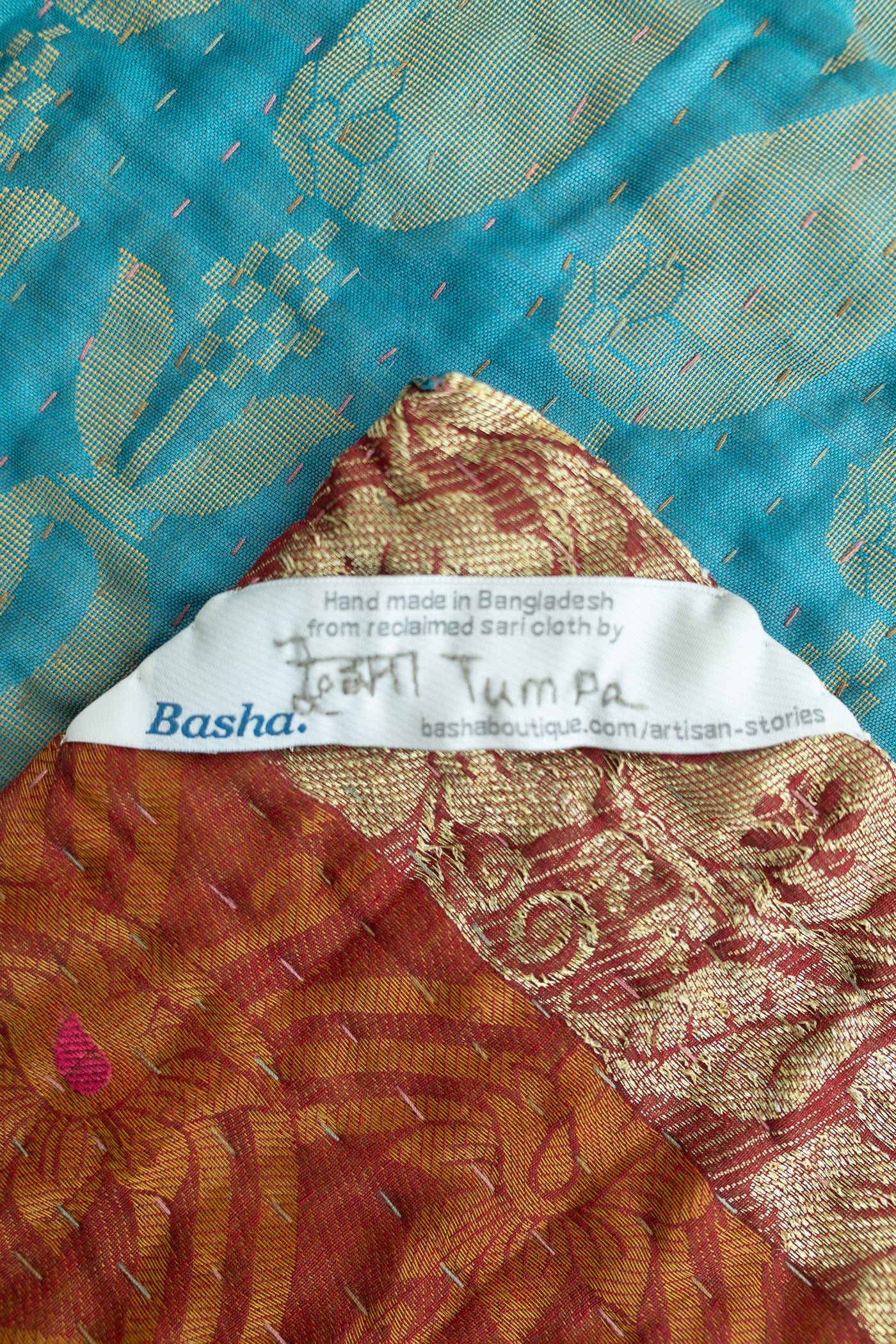 Gladness Silk Blend Kantha Throw Blanket