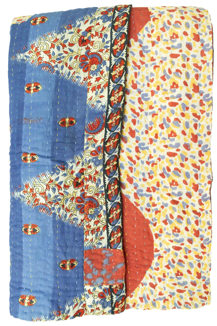Gleaming Kantha Throw Blanket