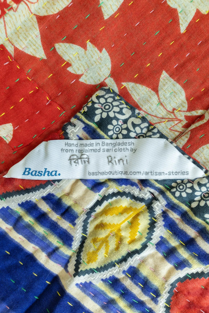 Gleaming Kantha Throw Blanket