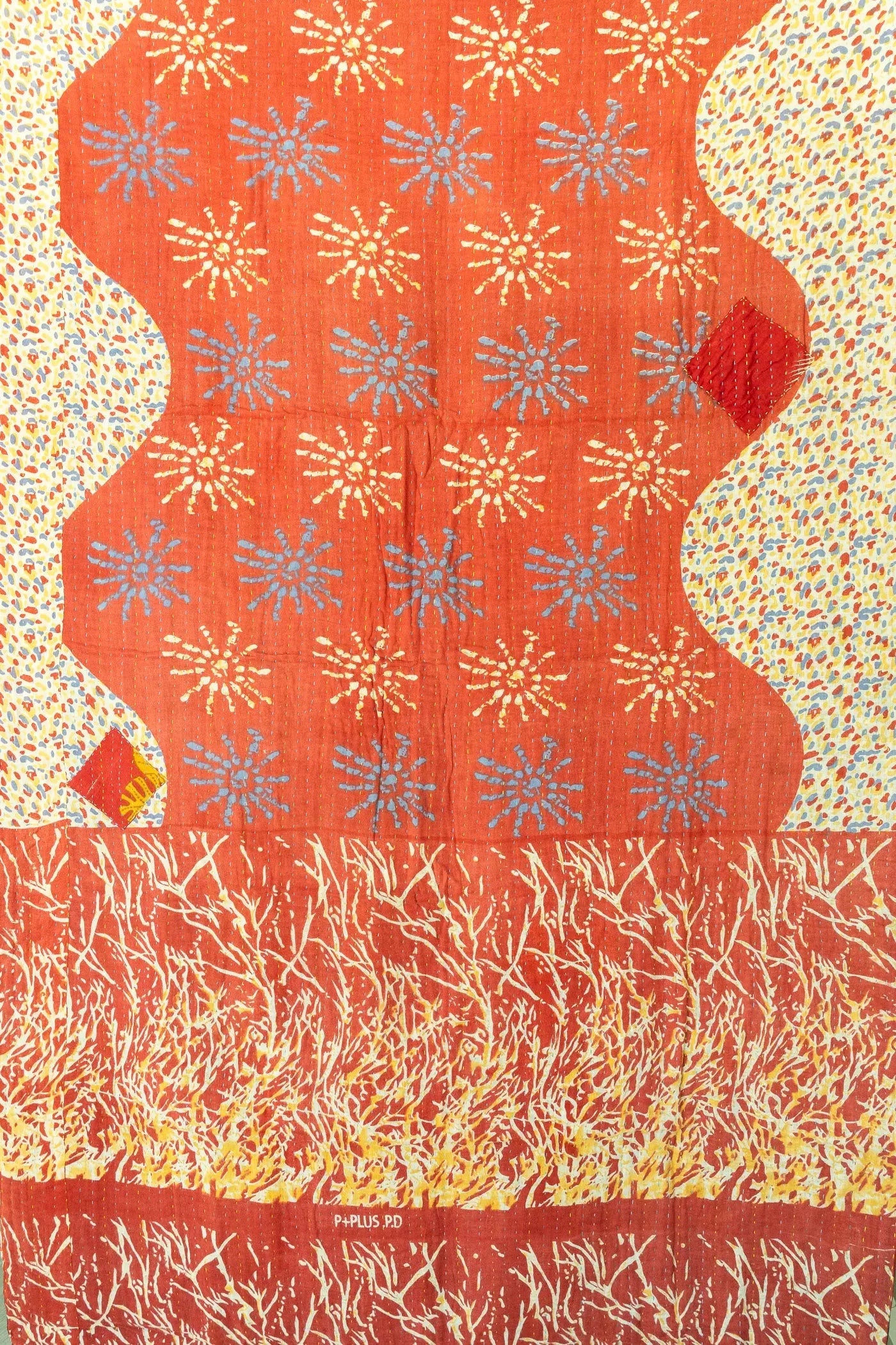 Gleaming Kantha Throw Blanket