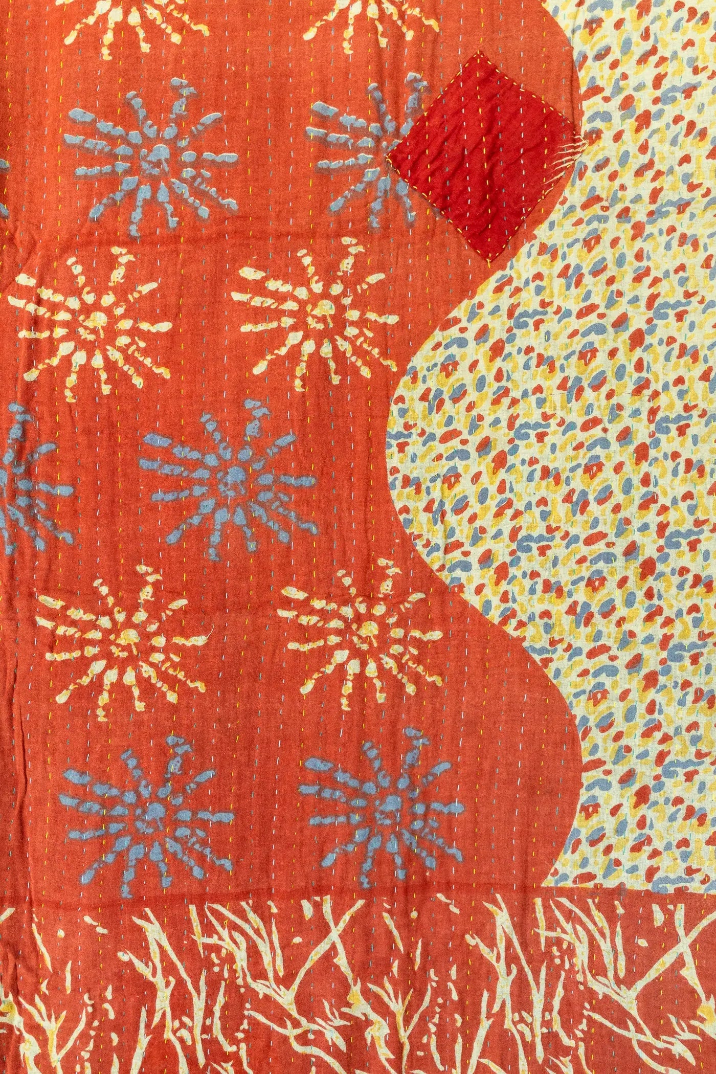 Gleaming Kantha Throw Blanket