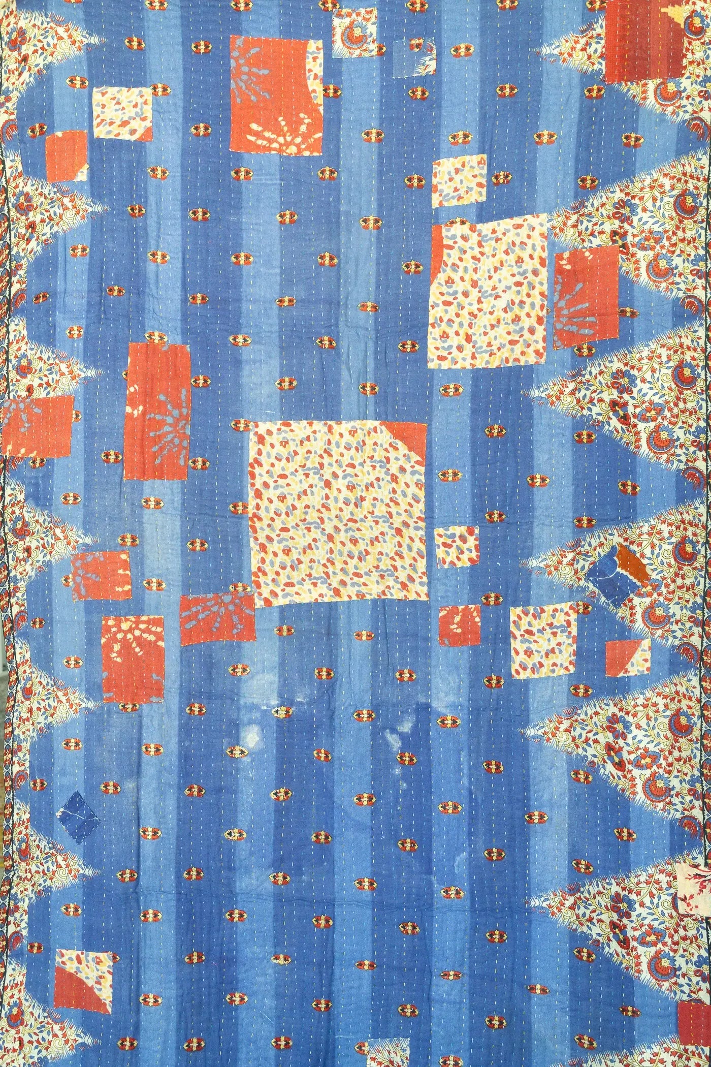 Gleaming Kantha Throw Blanket