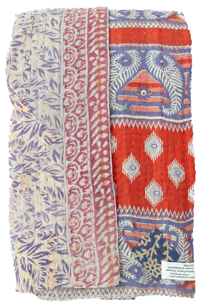 Kantha Large Throw Blanket
