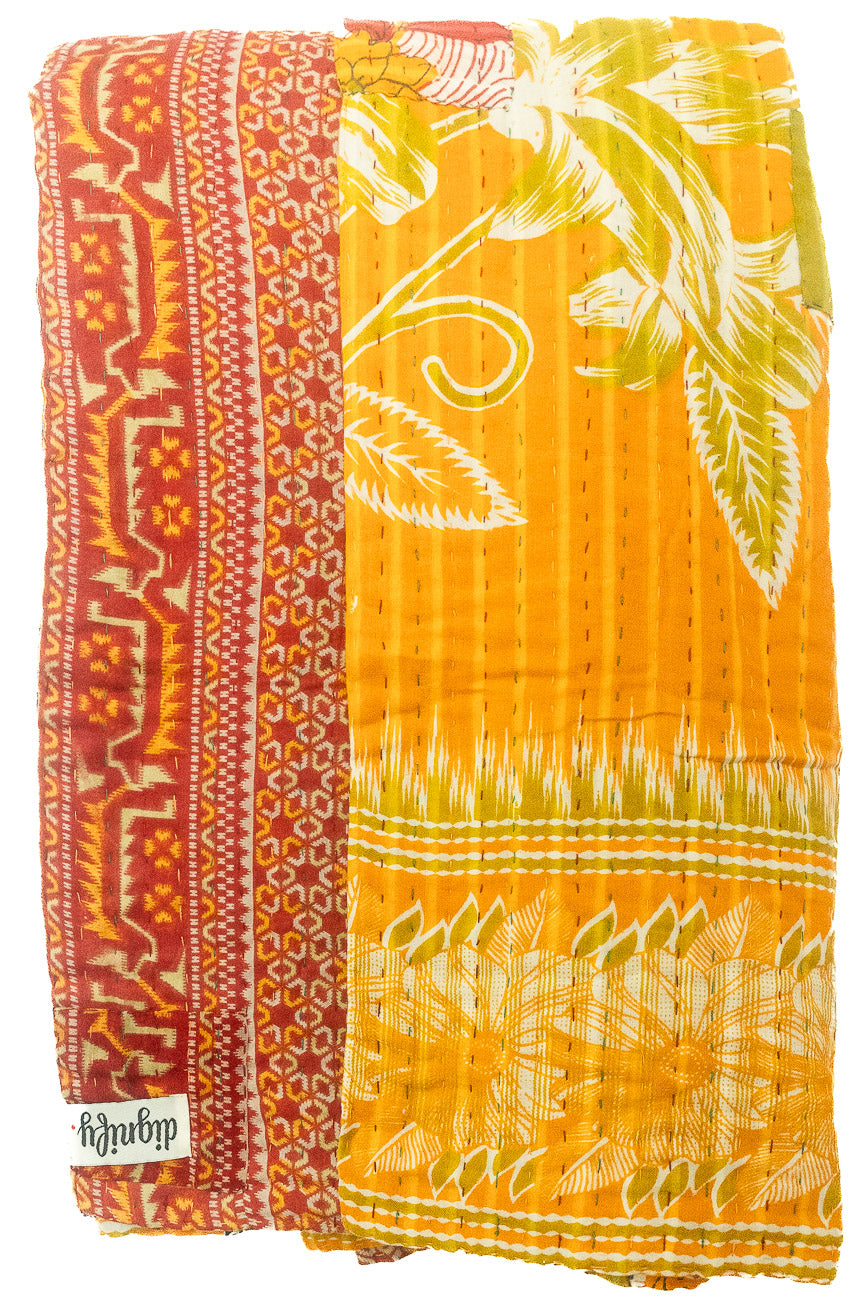 Kantha Large Throw Blanket