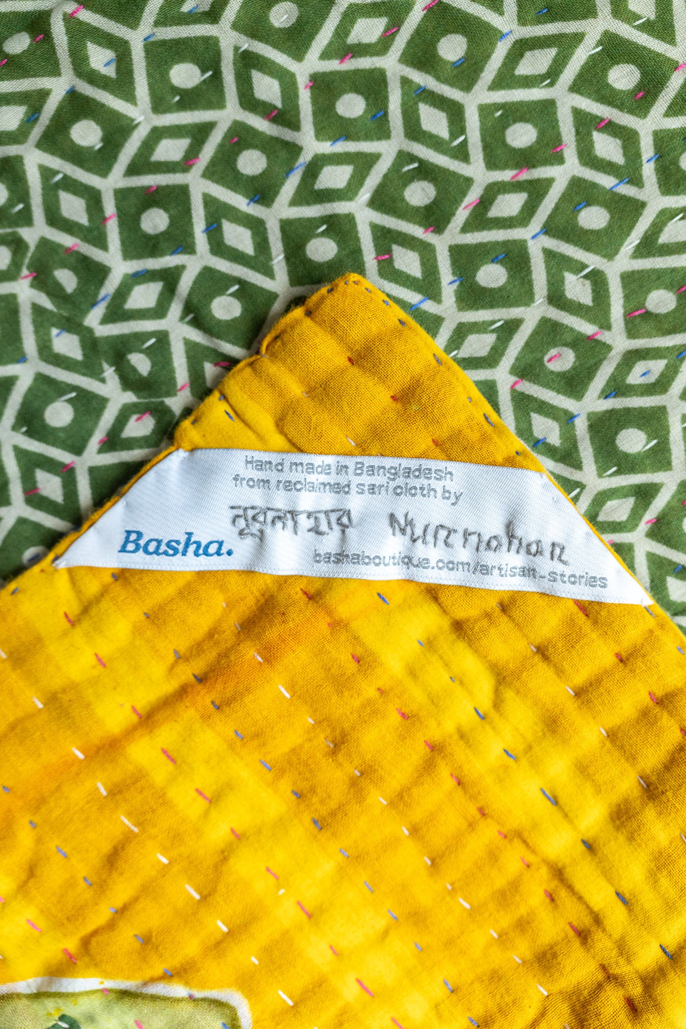 Happy Kantha Throw Blanket