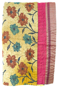 Kantha Silk Throw Blanket