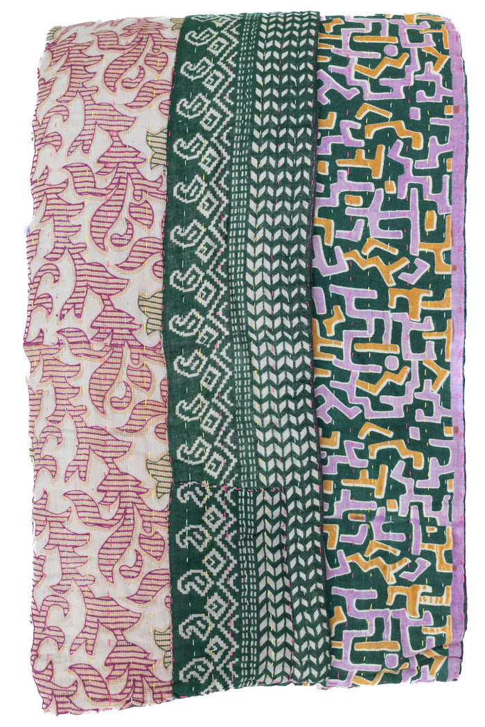 Kantha Large Throw Blanket