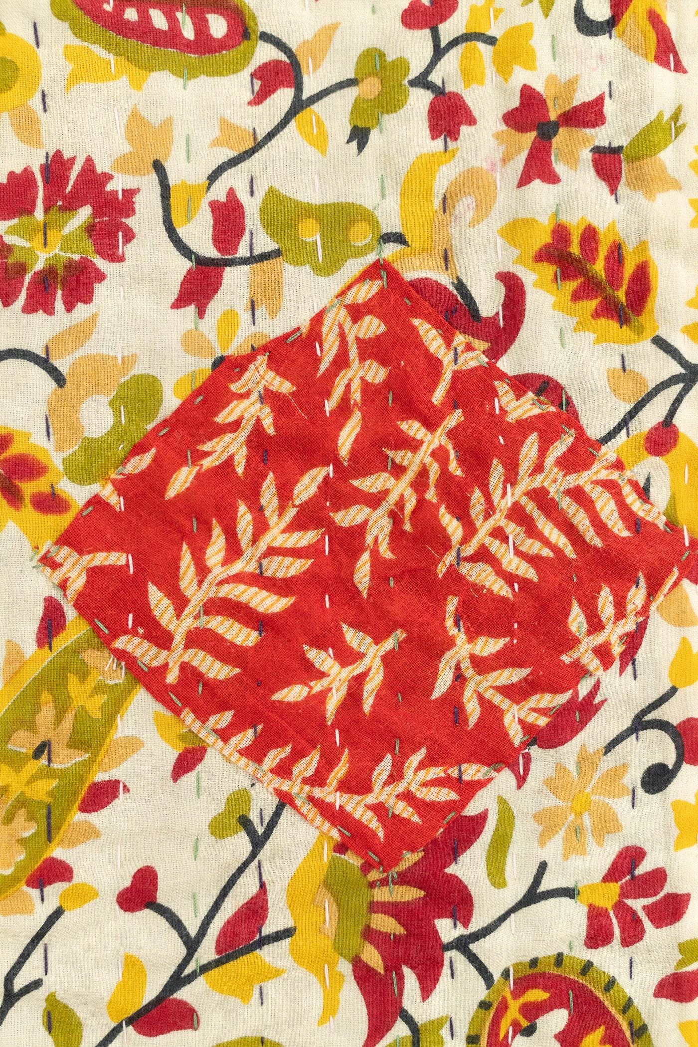 Harvest No. 3 Large Kantha Throw Blanket