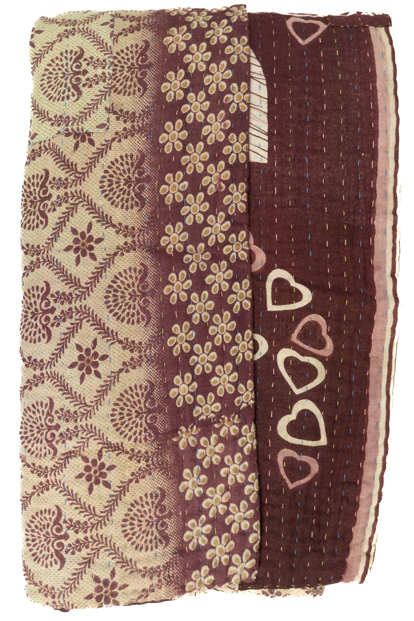 Heartfelt Kantha Throw Blanket