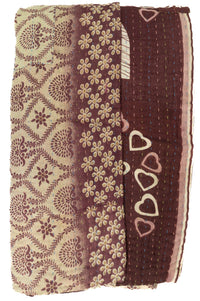 Heartfelt Kantha Throw Blanket