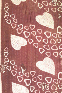 Heartfelt Kantha Throw Blanket