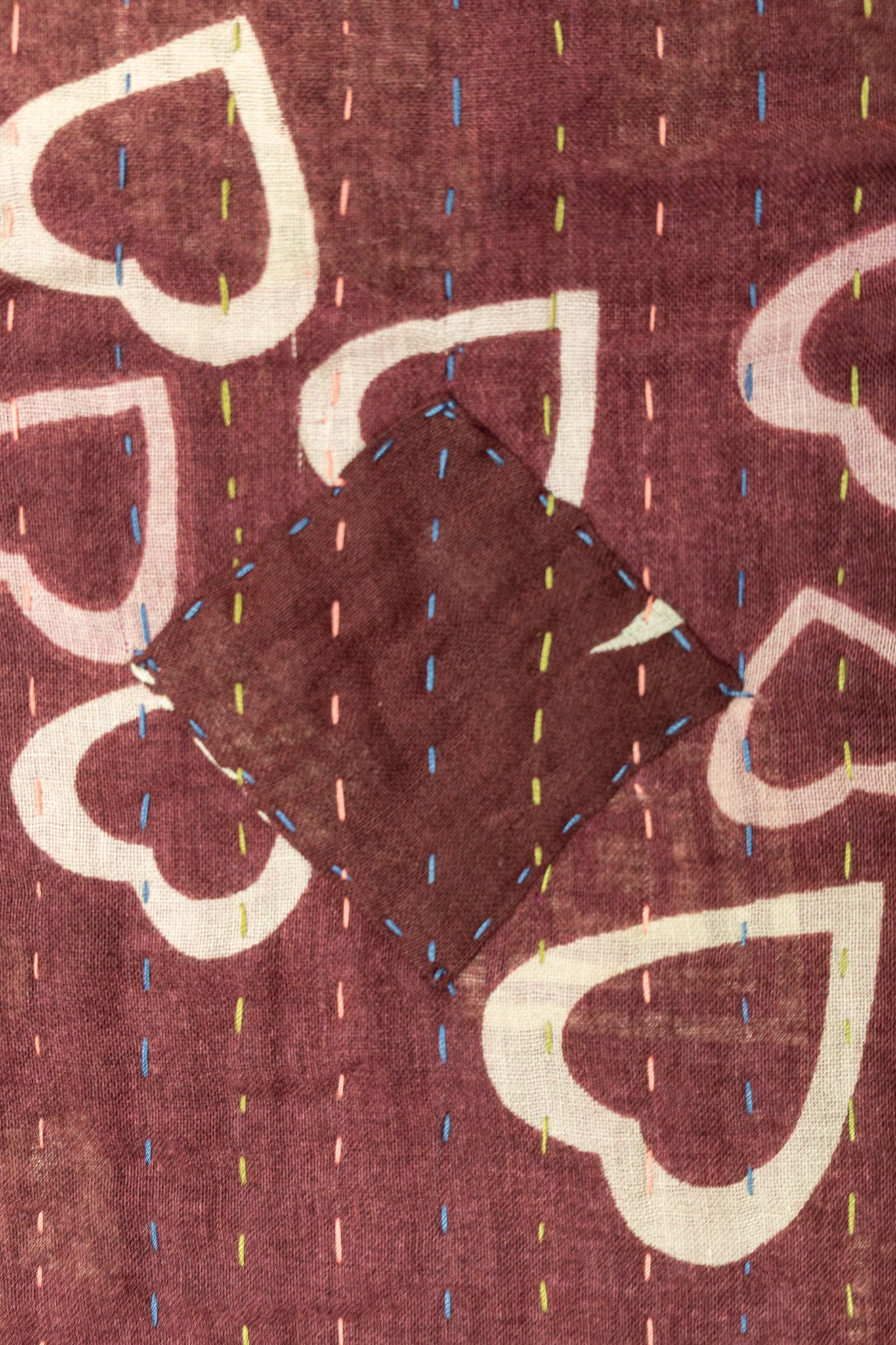 Heartfelt Kantha Throw Blanket