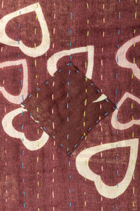 Heartfelt Kantha Throw Blanket