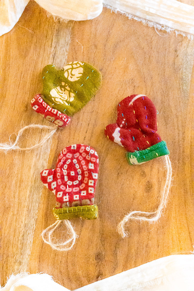 Kantha Stitched Tree Ornaments