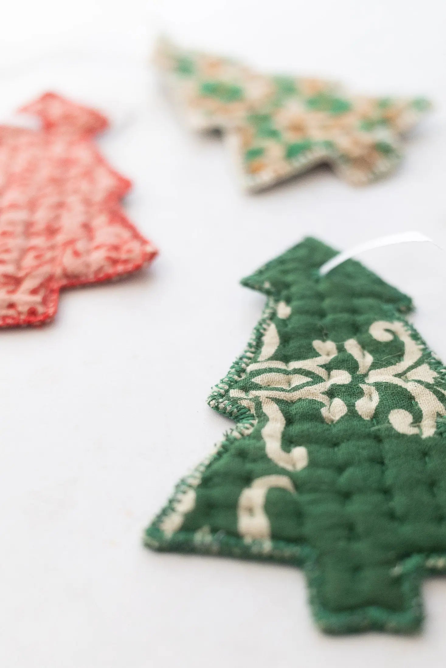 Kantha Stitched Tree Ornaments