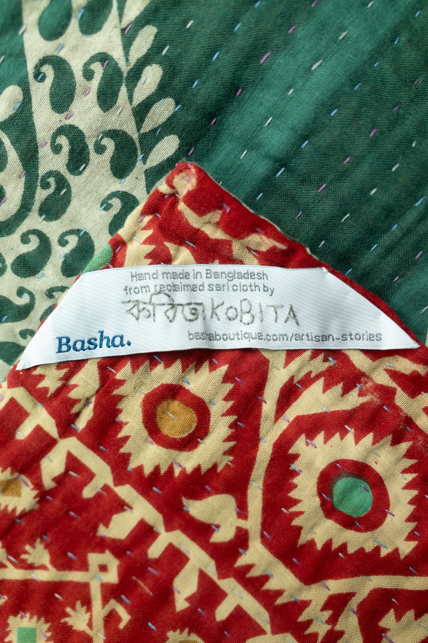 Holly Holiday Kantha Blanket