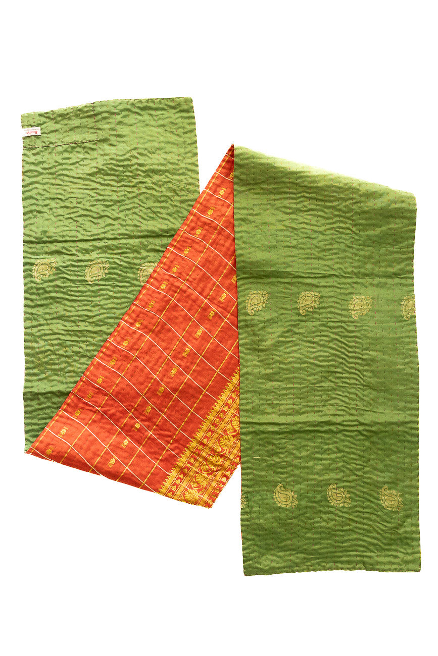 Kantha Holiday Silk Table Runner - Holly No. 1