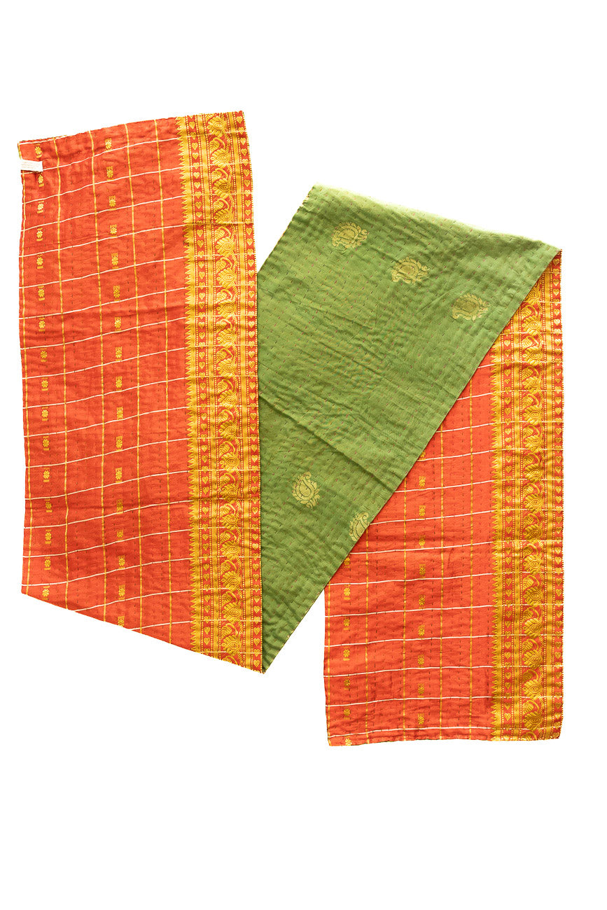 Kantha Holiday Silk Table Runner - Holly No. 1