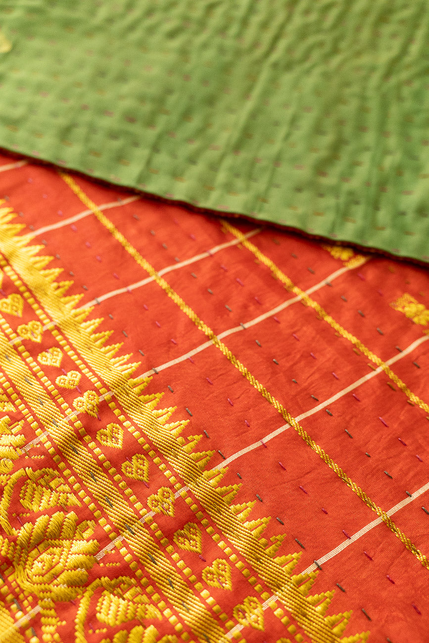 Kantha Holiday Silk Table Runner - Holly No. 1