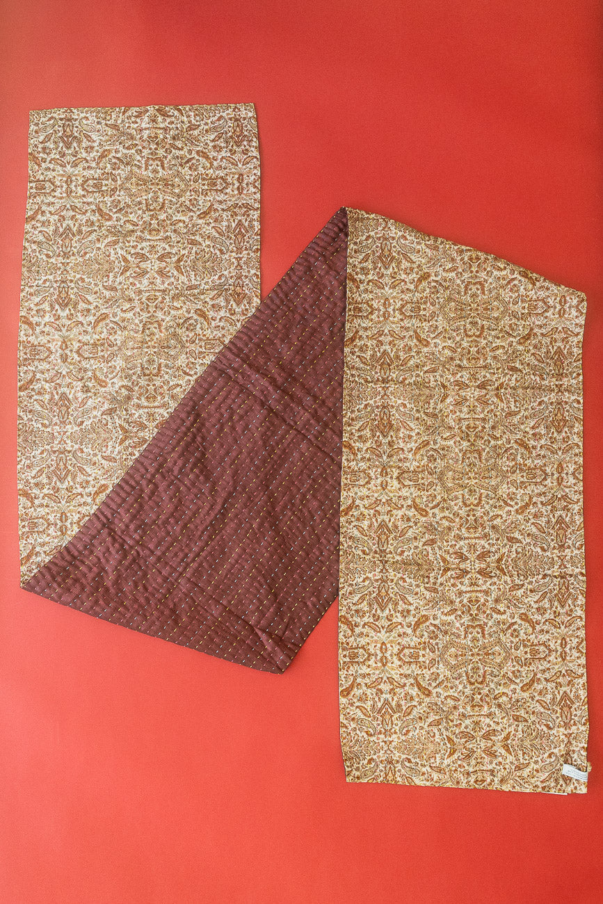 Kantha Holiday Silk Table Runner - Holly No. 11