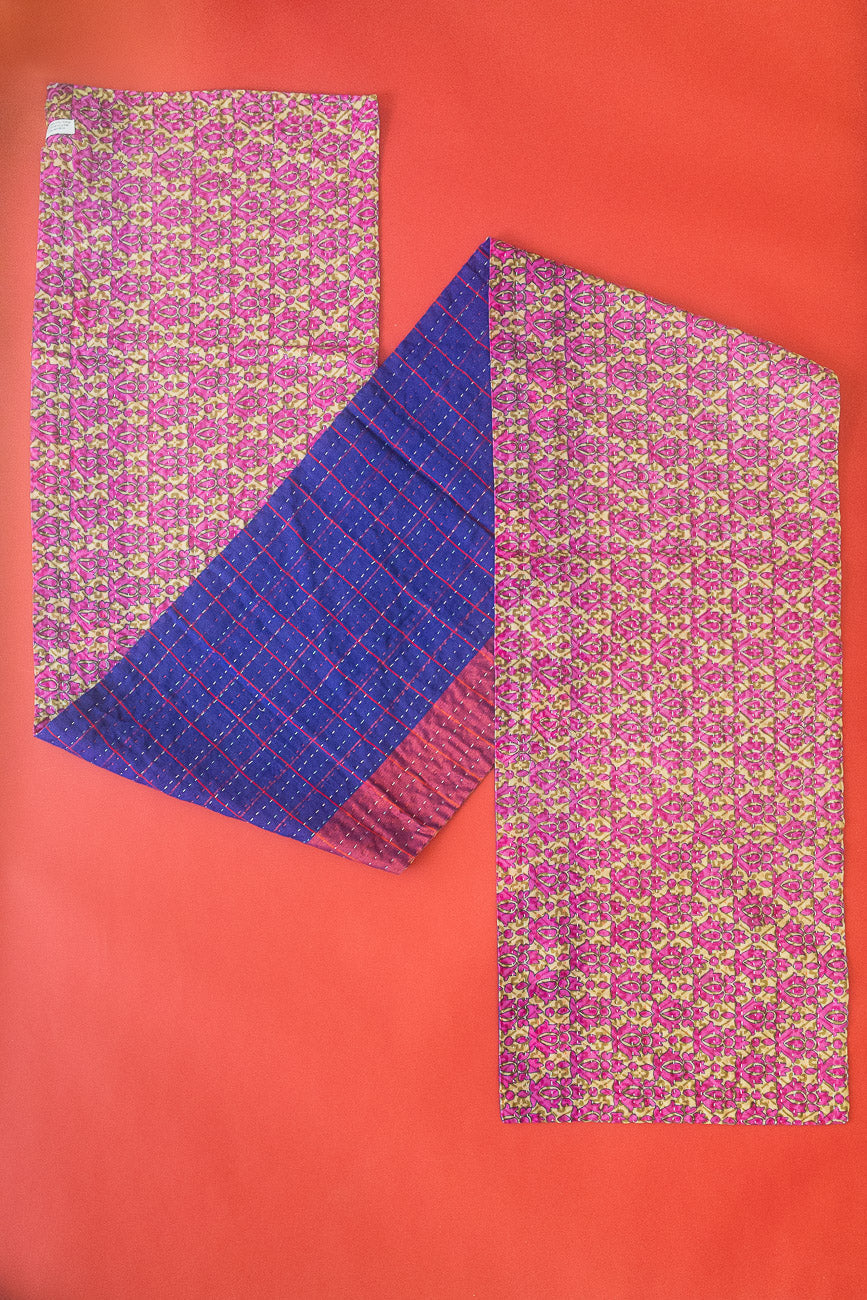 Kantha Holiday Silk Table Runner - Holly No. 12