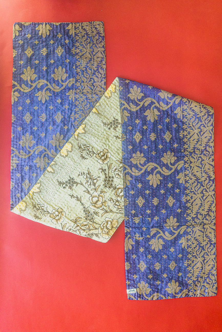 Kantha Holiday Silk Table Runner - Holly No. 13