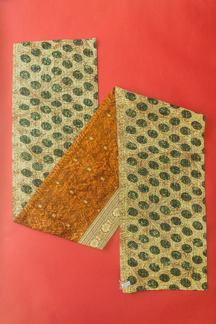 Kantha Holiday Silk Table Runner - Holly No. 14