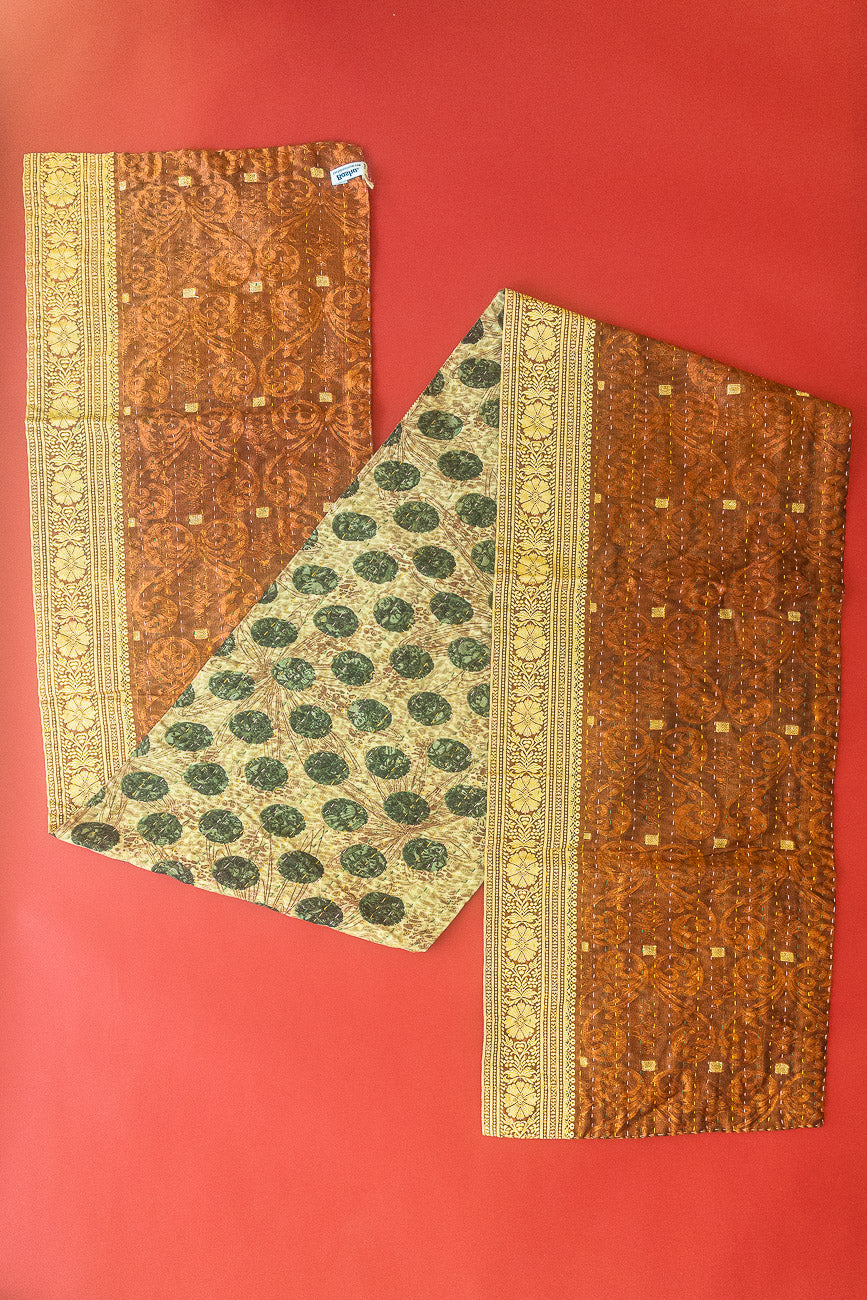 Kantha Holiday Silk Table Runner - Holly No. 14