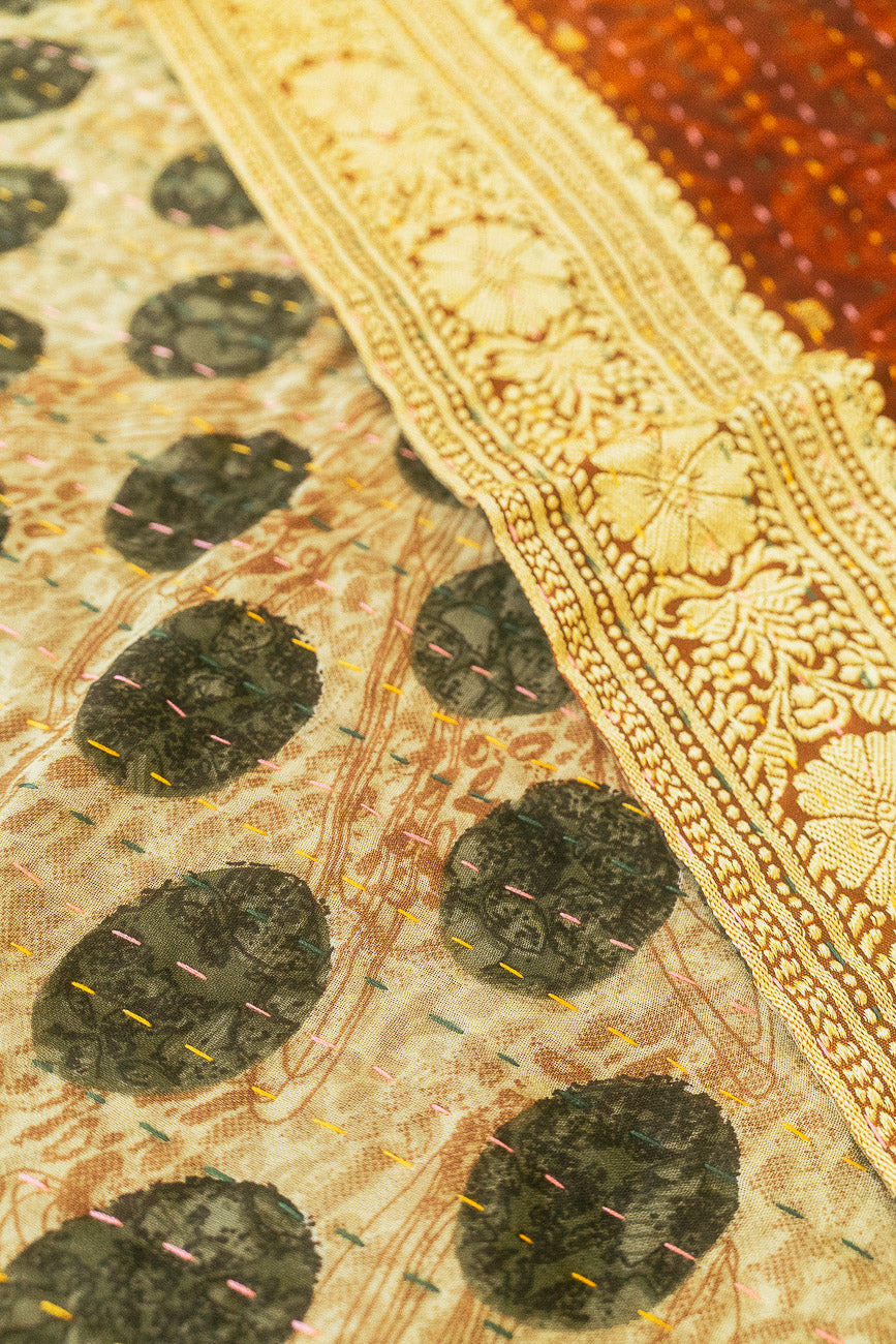 Kantha Holiday Silk Table Runner - Holly No. 14