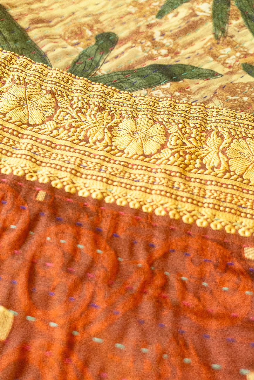 Kantha Holiday Silk Table Runner - Holly No. 4