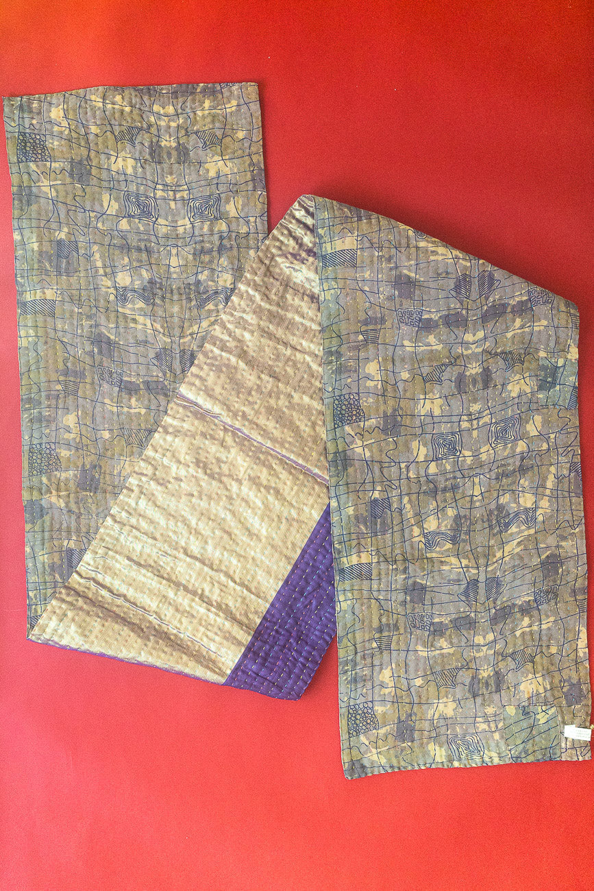 Kantha Holiday Silk Table Runner - Holly No. 7