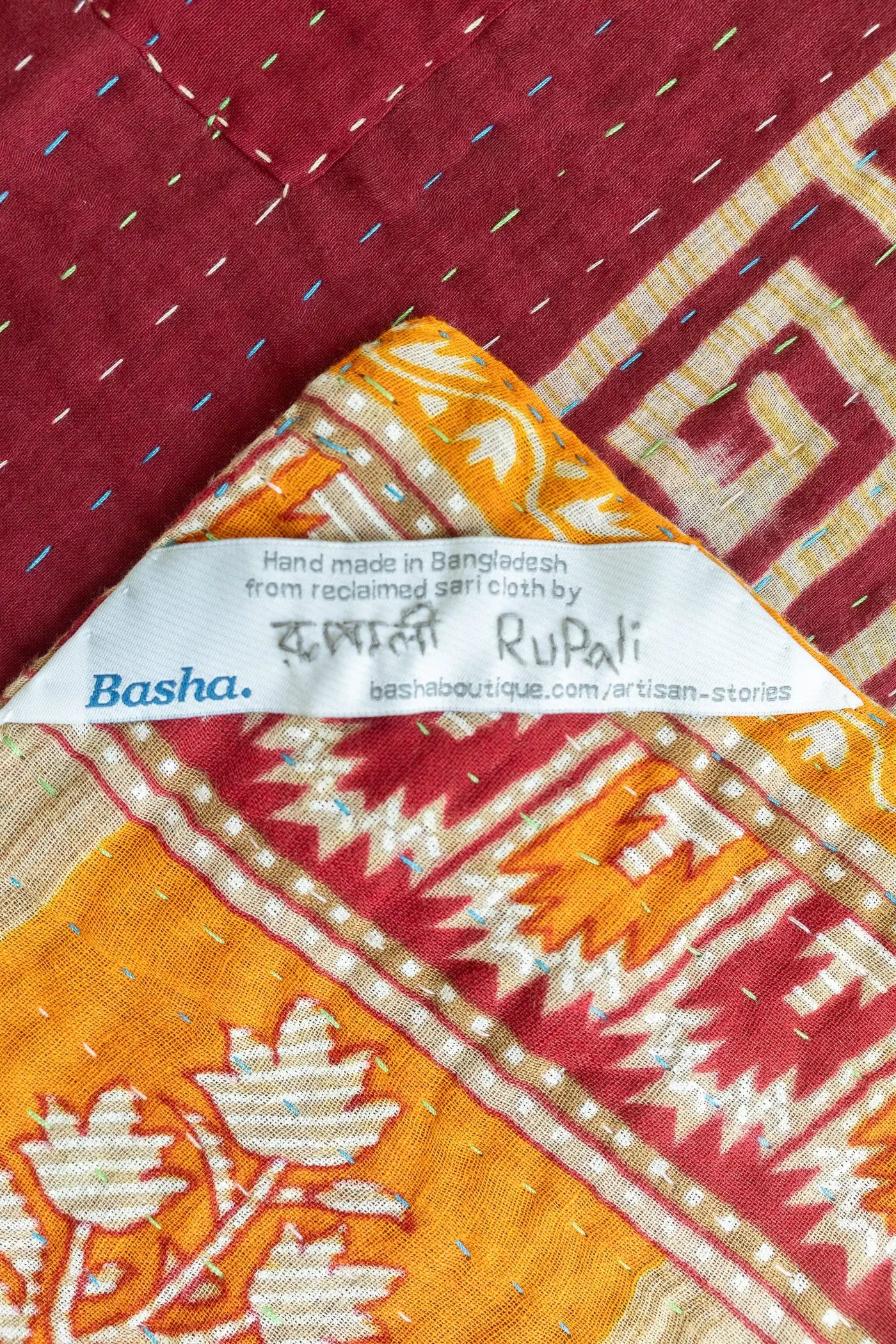Hopeful Kantha Throw Blanket