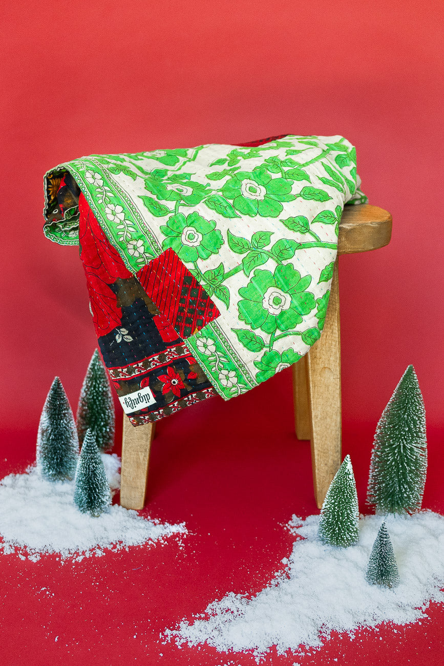 Hot Cocoa Kantha Christmas Throw