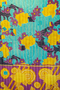 Hyacinth Kantha Throw Blanket