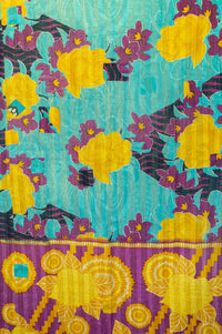Hyacinth Kantha Throw Blanket