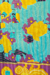 Hyacinth Kantha Throw Blanket