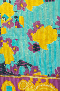 Hyacinth Kantha Throw Blanket