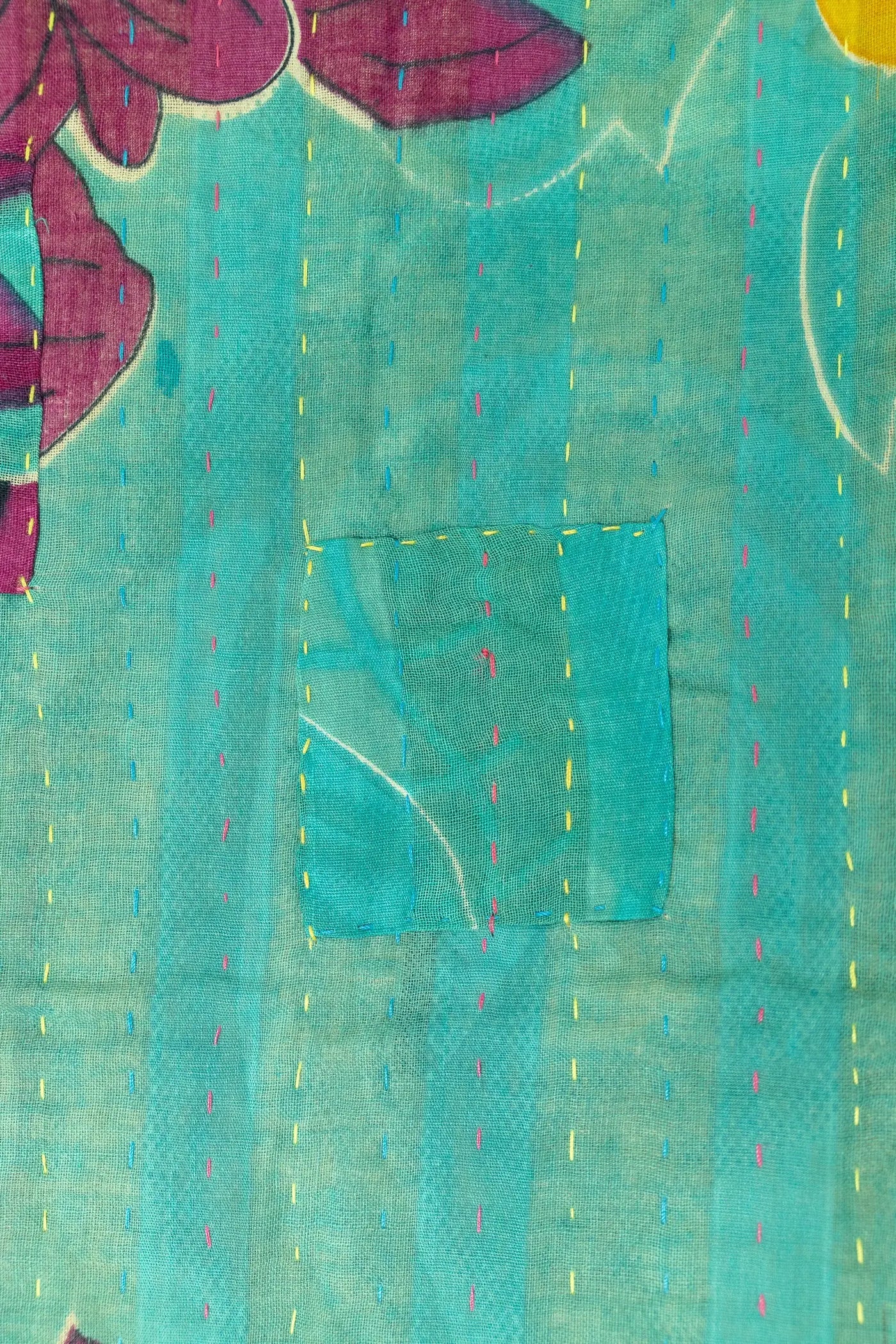 Hyacinth Kantha Throw Blanket